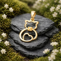 Anhänger 925/- Sterling Silber vergoldet Katze Zirkonia