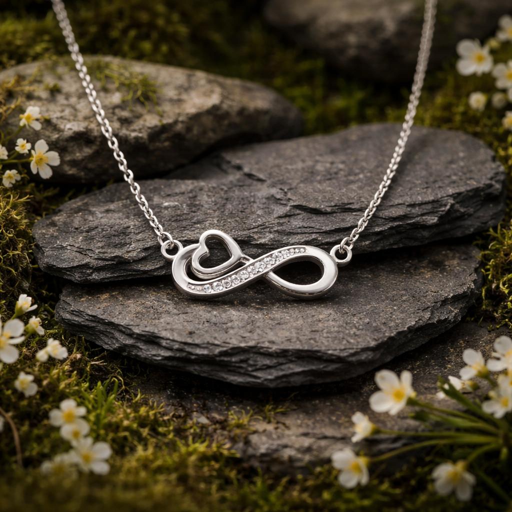 Anhänger mit Kette 925/- Sterling Silber rhodiniert Infinity Zirkonia