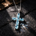 Anhänger mit Kette 925/- Sterling Silber rhodiniert Kreuz Blautopas