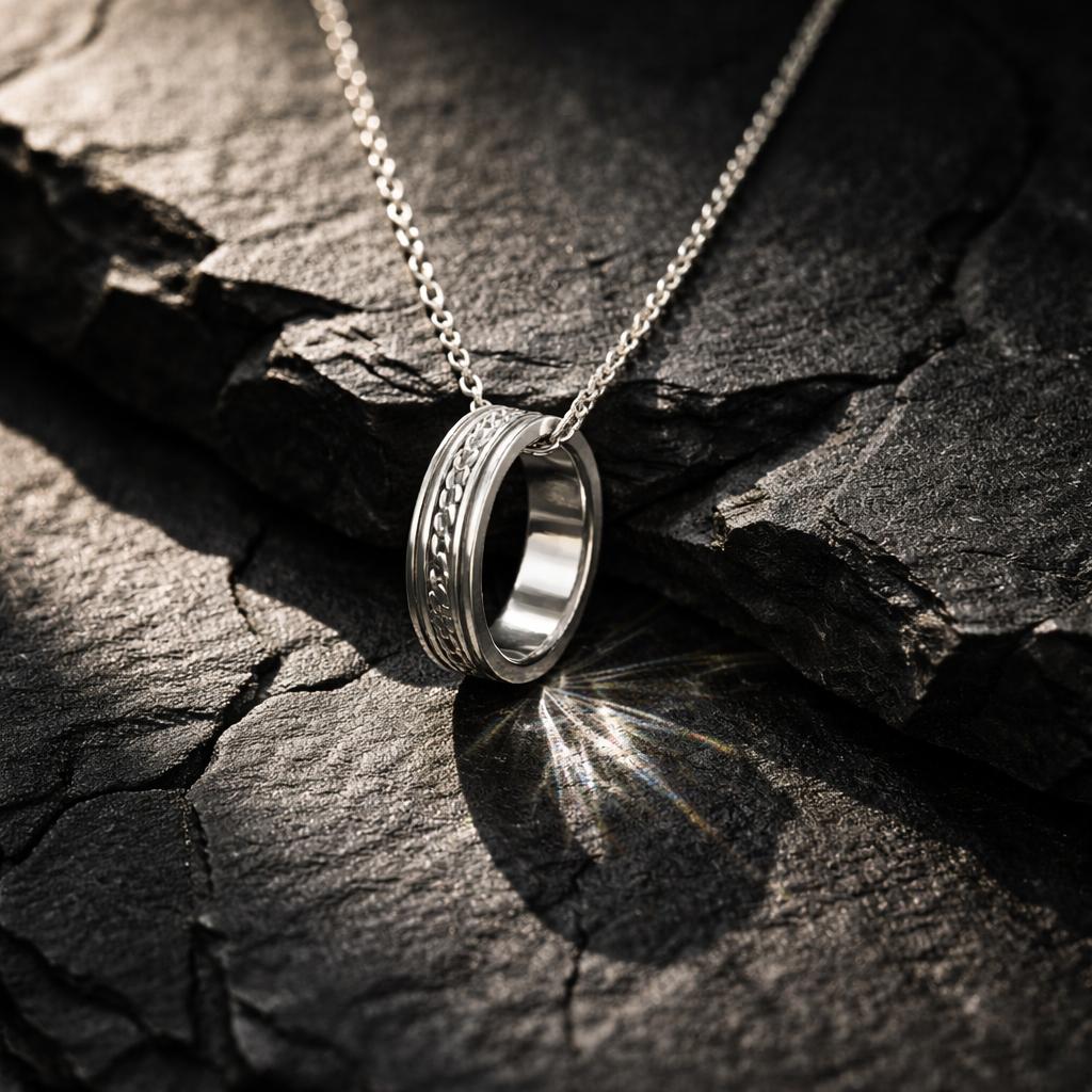 Anhänger mit Kette 925/- Sterling Silber rhodiniert Ring