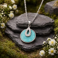 Anhänger mit Kette 925/- Sterling Silber rhodiniert Türkis/Zirkonia