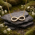 Anhänger mit Kette 925/- Sterling Silber vergoldet Infinity Zirkonia