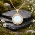 Anhänger mit Kette 925/- Sterling Silber vergoldet Opal und Zirkonia