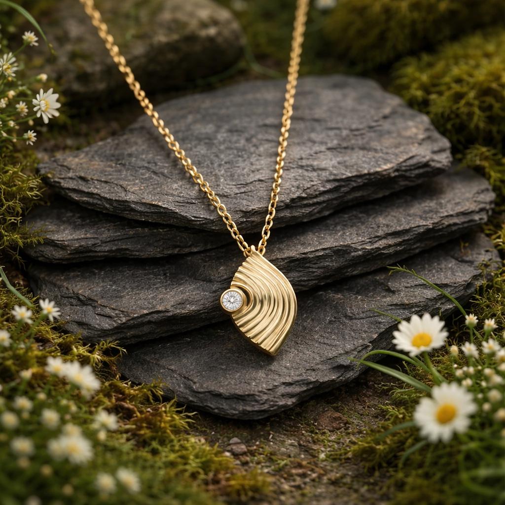 Anhänger mit Kette 925/- Sterling Silber vergoldet Zirkonia