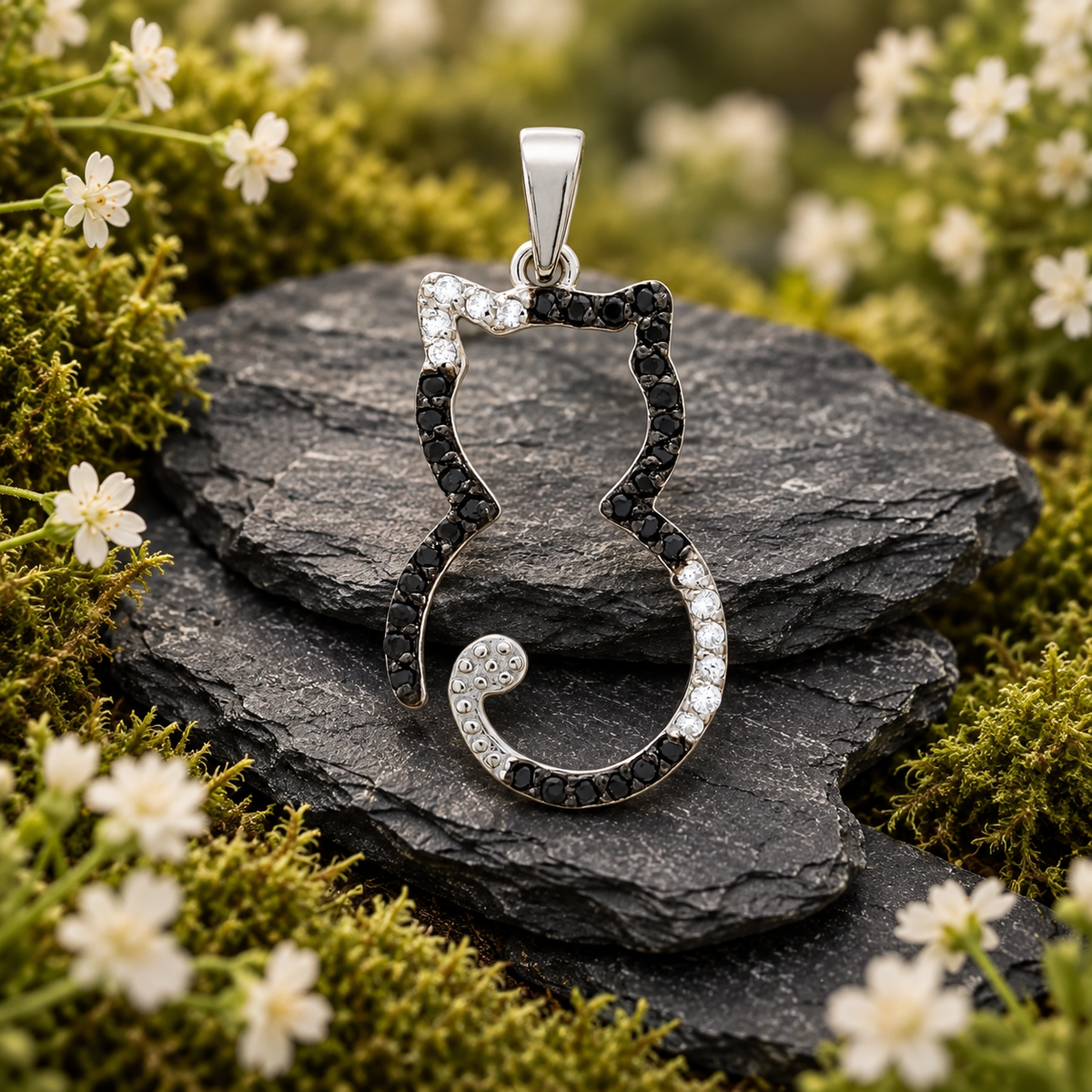 Anhänger Katze 1,5 cm 925 Sterling Silber mit Zirkonia