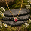 Collier 333/- Gelbgold glanz Rubin/Zirkonia