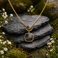 Collier 925/- Sterling Silber vergoldet Perlmutt schwarz