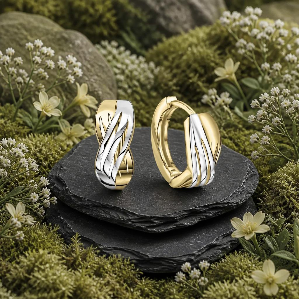 Creolen-375-Gelbgold-bicolor-glanz-flammen