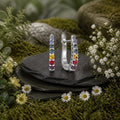 Creolen-925-SterlingSilber-rhodiniert-Kristallbunt-Regenbogen