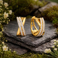Creolen 375/- Gelbgold bicolor glanz Zirkonia
