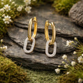 Creolen 925/- Sterling Silber bicolor Zirkonia