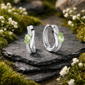 Creoles 925/- Sterling Silver Rhodium Plated Glass Mint