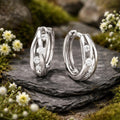 Rhodinierte Creolen aus 925 Sterling Silber mit Zirkonia, 4 mm