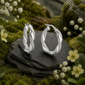 Creolen 925/- Sterling Silber rhodiniert weißer Lack 27mm