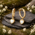 Creoles 925/- Sterling Silver Gold Plated synthetic Opal