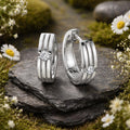 Creolen 925 Sterling Silber rhodiniert 2 Zirkonia