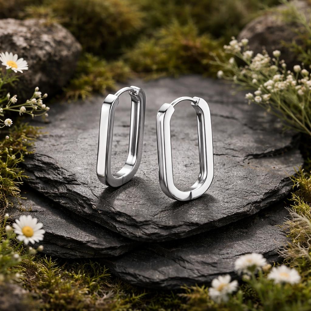 Creole Hoop Earrings Stainless Steel Polished