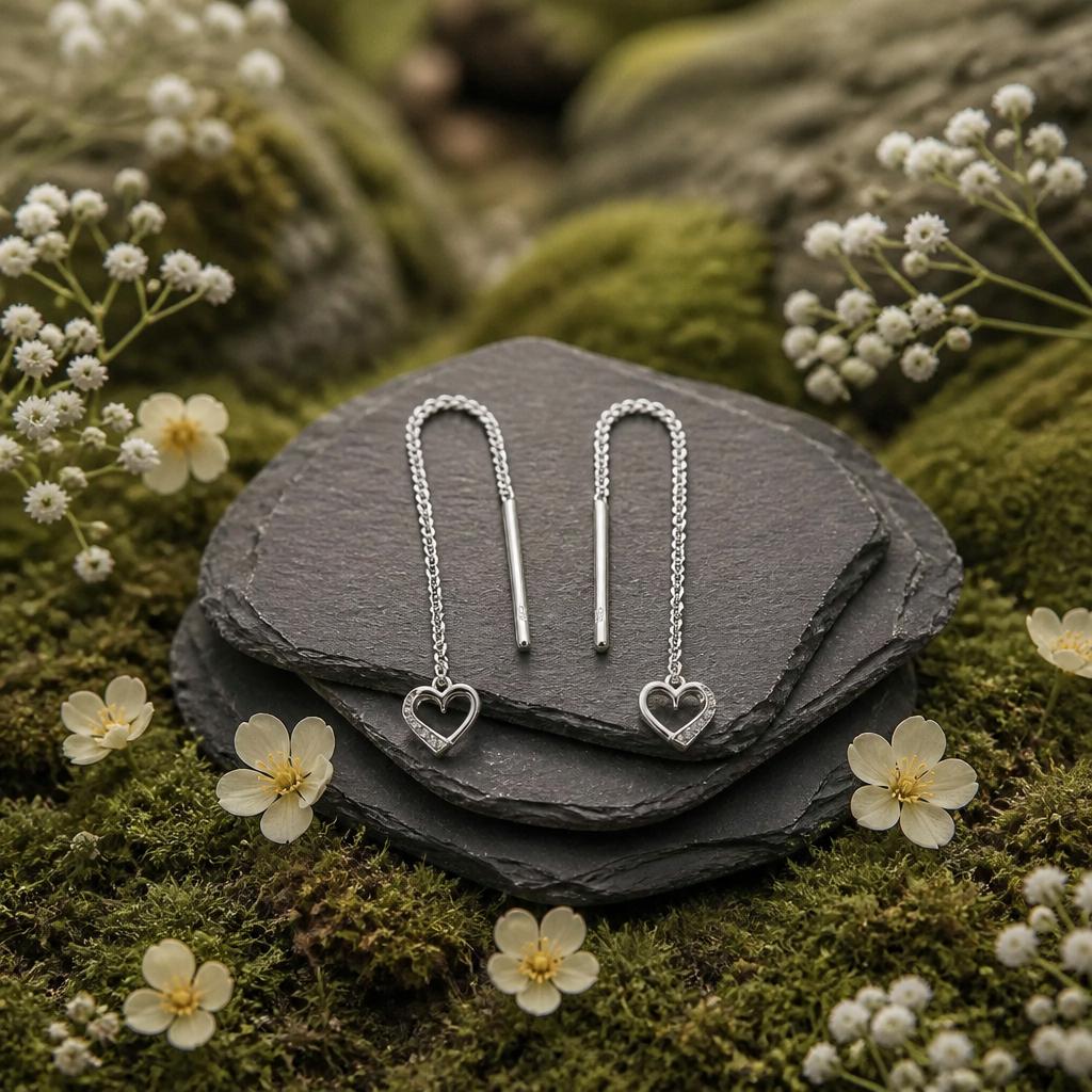 Durchziehohrringe 925-Sterling Silber rhodiniert