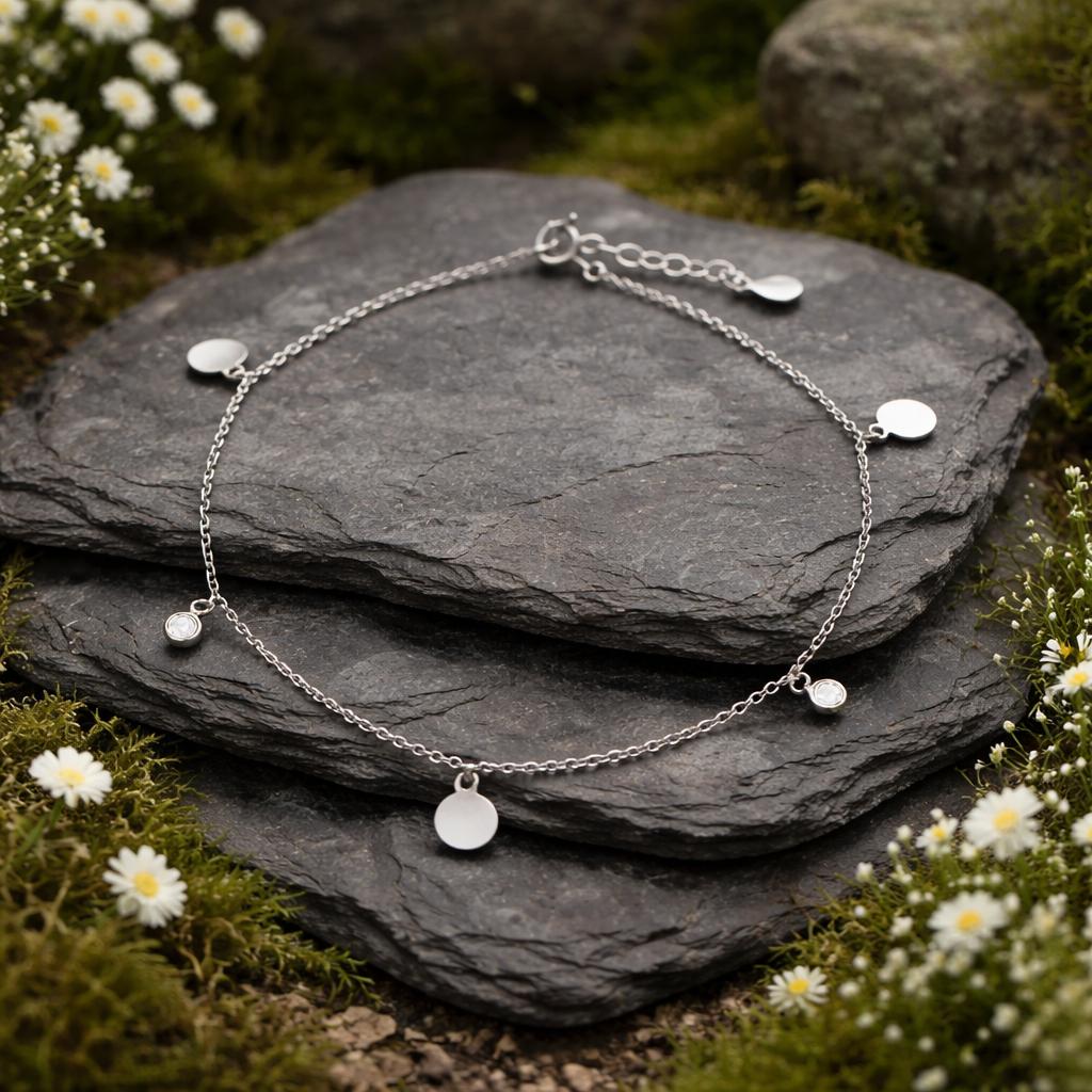 Fusskette 925/- Sterling Silber rhodiniert