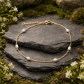 Fusskette 925/- Sterling Silber vergoldet Perlen
