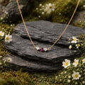 Kette 375/- Gelbgold Zirkonia und Pink Topas