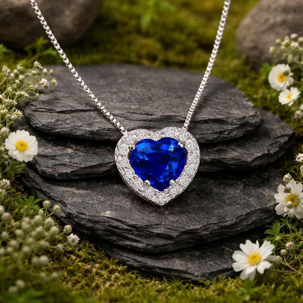 Kette 585/- Weißgold Zirkonia weiß/blau