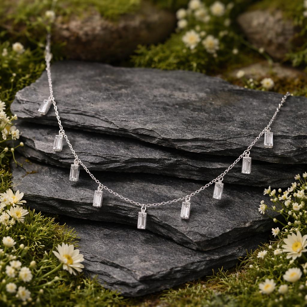 Kette 925/- Sterling Silber rhodiniert Zirkonia