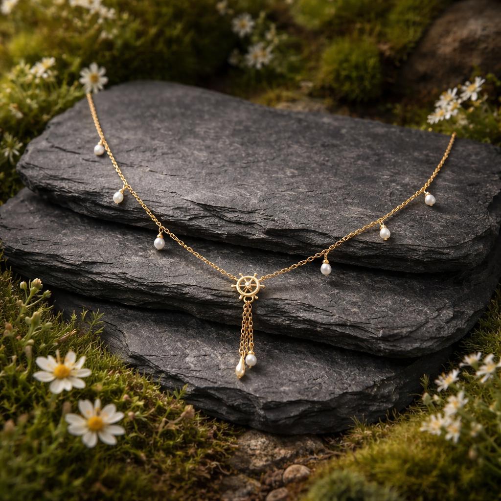 Kette 925/- Sterling Silber vergoldet Perle und Zirkonia