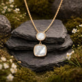 Kette 925/- Sterling Silber vergoldet Perlmutt weiß