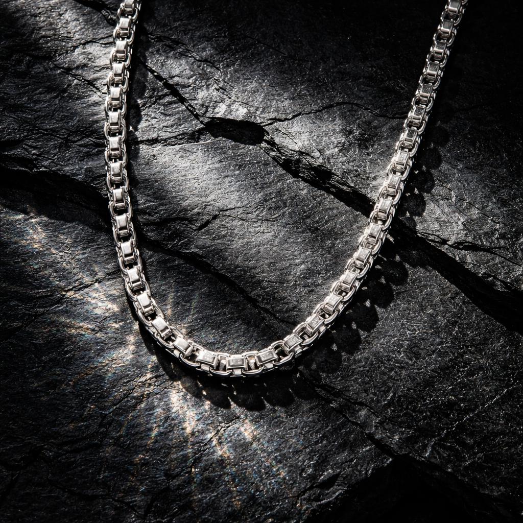 Kette 925/- Sterling Silber weiß Käfigkette 4 mm 60 cm