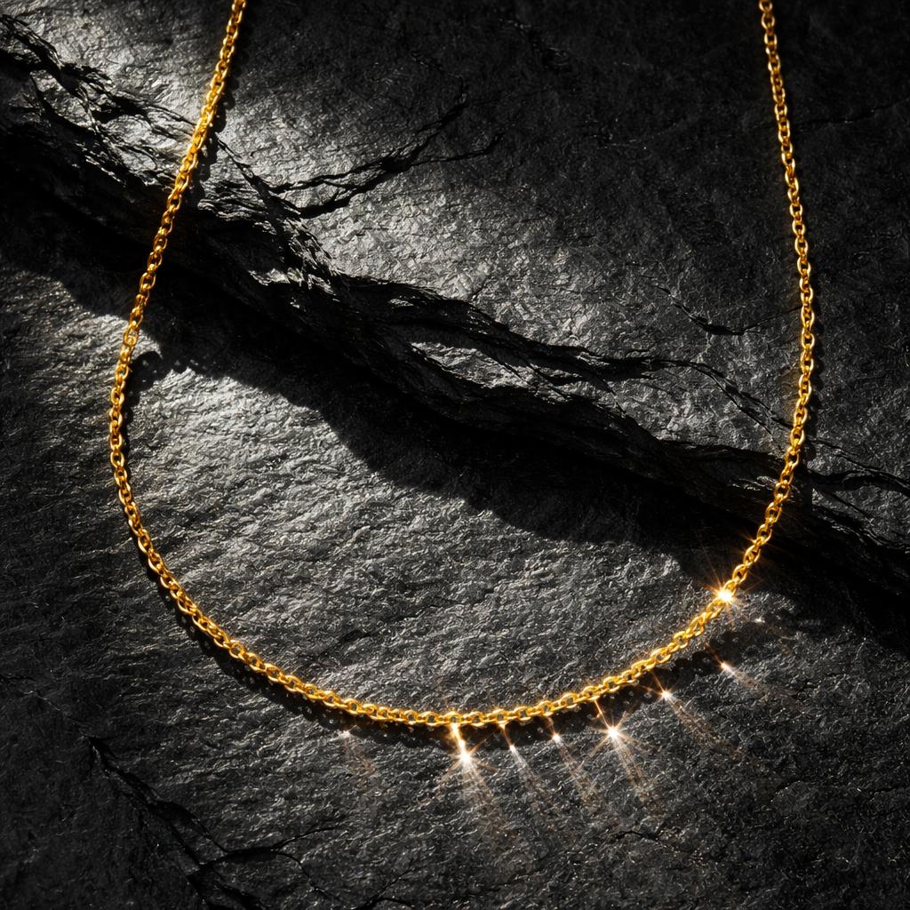 Kette Edelstahl gelb PVD beschichtet Rundanker 50cm