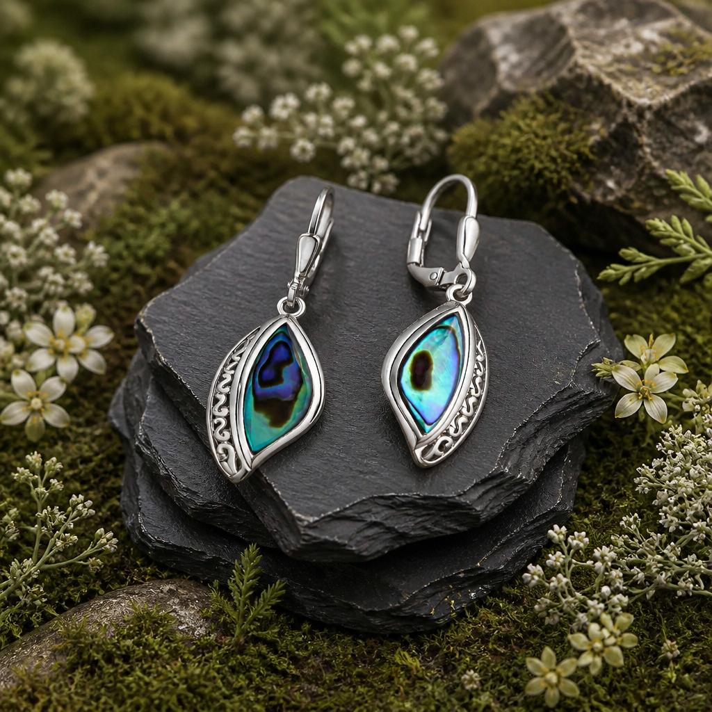 Ohrhaenger-925-SterlingSilber-rhodiniert-Abalone-Auge