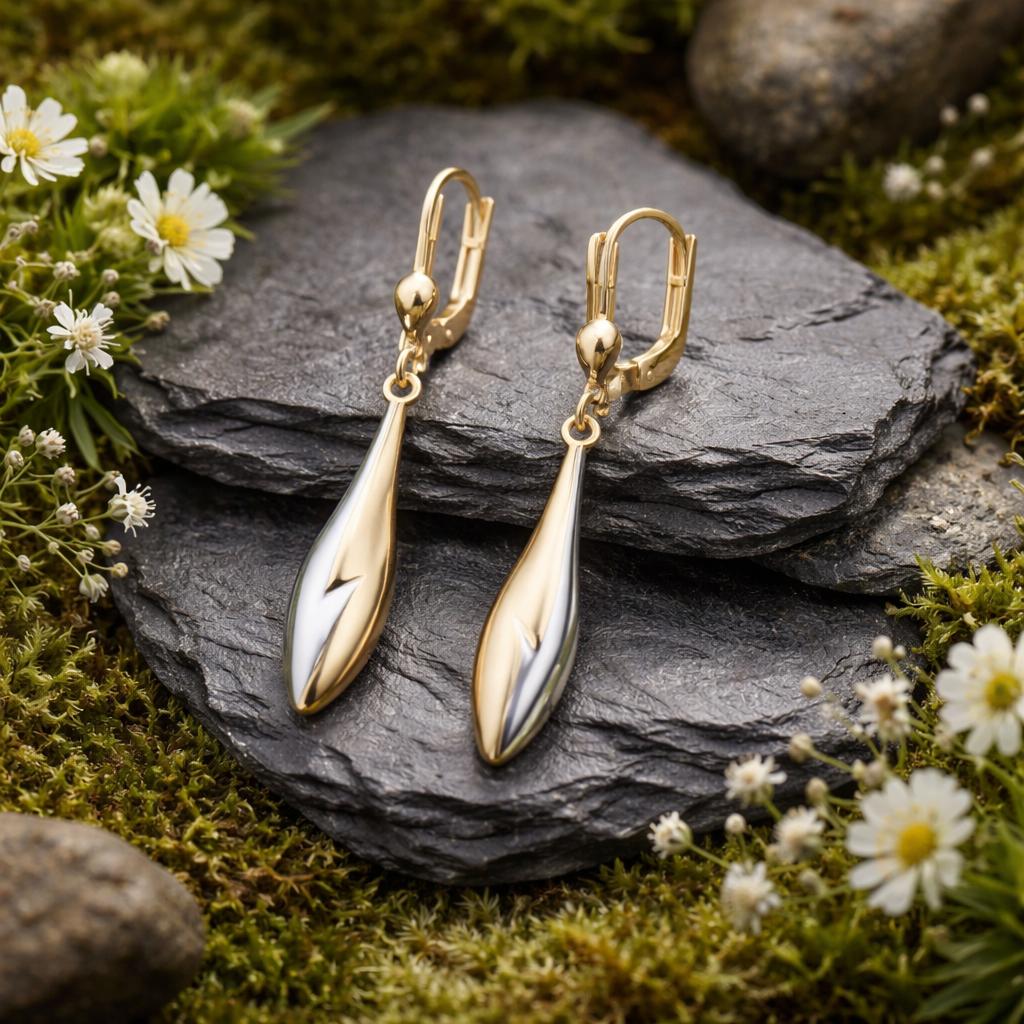 Ohrhänger 375/- Gelbgold bicolor glanz