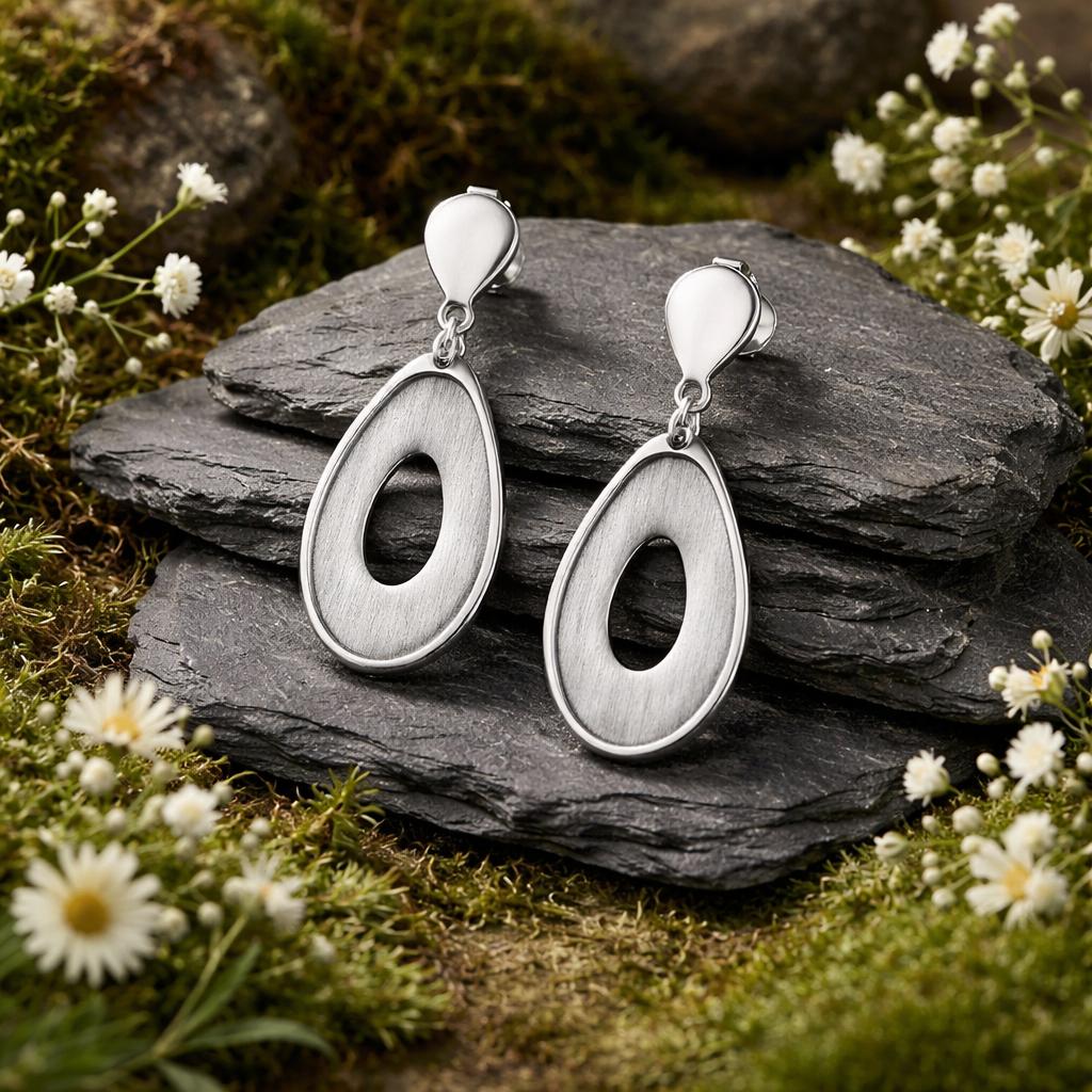 Ohrhänger 925/- Sterling Silber rhodiniert glanz/matt