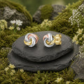 Ohrstecker-375-Gelbgold-tricolor-glatt-knoten-modern-schlicht