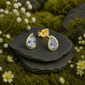 Ohrstecker-585-Gelbgold-glanz-Blautopas-traene-tropfen