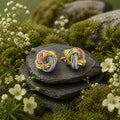 Ohrstecker-585-Gelbgold-tricolor-strukturiert-knoten