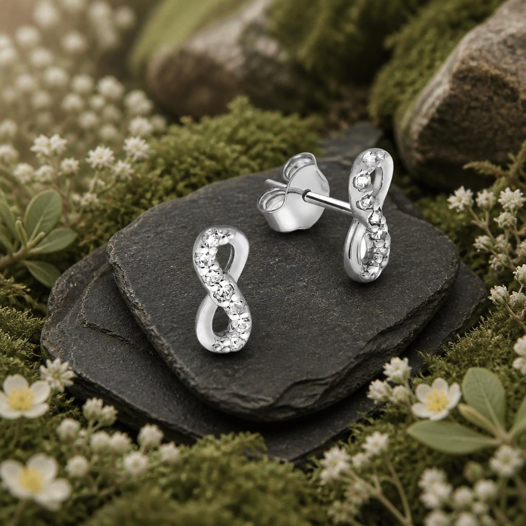 Ohrstecker-925-SterlingSilber-rhodiniert-Infinity-Zirkonia-unendlichkeit