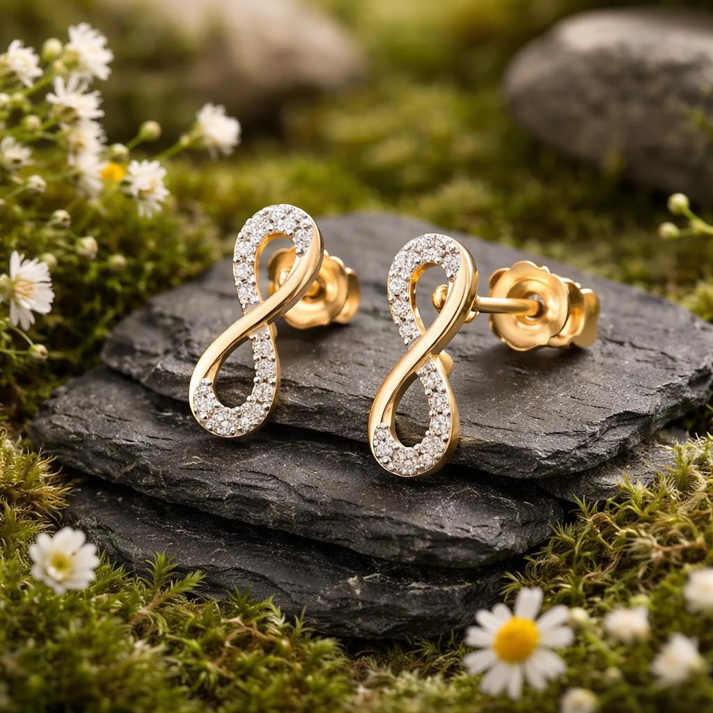 Ohrstecker 333/- Gelbgold glanz bicolorZirkonia Infinity