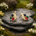 Ohrstecker 375/- Gelbgold Zirkonia,Rubin,Safir,Smaragd