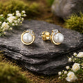 Ohrstecker 375/- Gelbgold bicolor Zirkona Perle