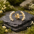 Stud earrings 375/- yellow gold polished zirconia