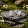 Stud earrings 925/- sterling silver rhodium-plated flower