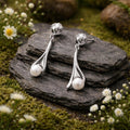 Stud Earrings 925/- Sterling Silver Rhodium-Plated Freshwater Pearl