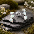 Stud earrings 925/- sterling silver rhodium-plated synthetic opal
