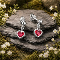 Stud earrings 925/- sterling silver rhodium-plated synthetic ruby