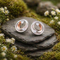 Stud earrings 925/- sterling silver rhodium-plated and rose gold-plated zirconia