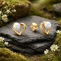 Stud earrings 925/- sterling silver gold-plated freshwater pearl