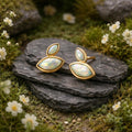 Stud earrings 925/- sterling silver gold plated synthetic opal