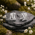 Stud earrings 925 sterling silver rhodium-plated zirconia